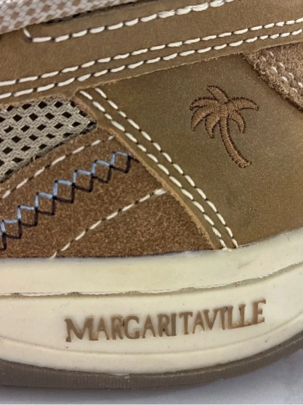 Margaritaville Anchor Lace Up Boat Shoes Brown Leather Textile Upper Men's Sz 12